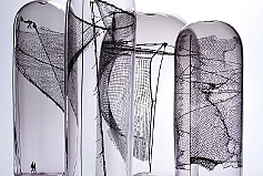 Fence Study #3, 2009. Blown Glass withs creen printed decals 51 cm h x 71 cm w