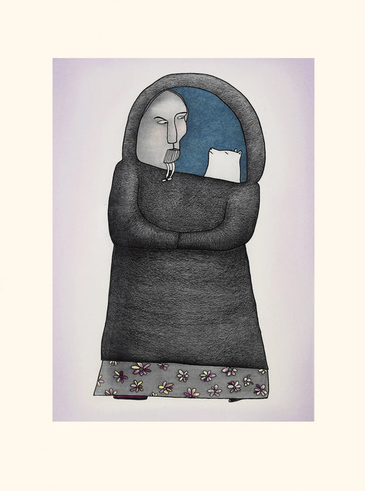 09. Nanurmik Tiguaqtuq (Adopted Bear Cub) - 2025 CAPE DORSET Annual Print Collection