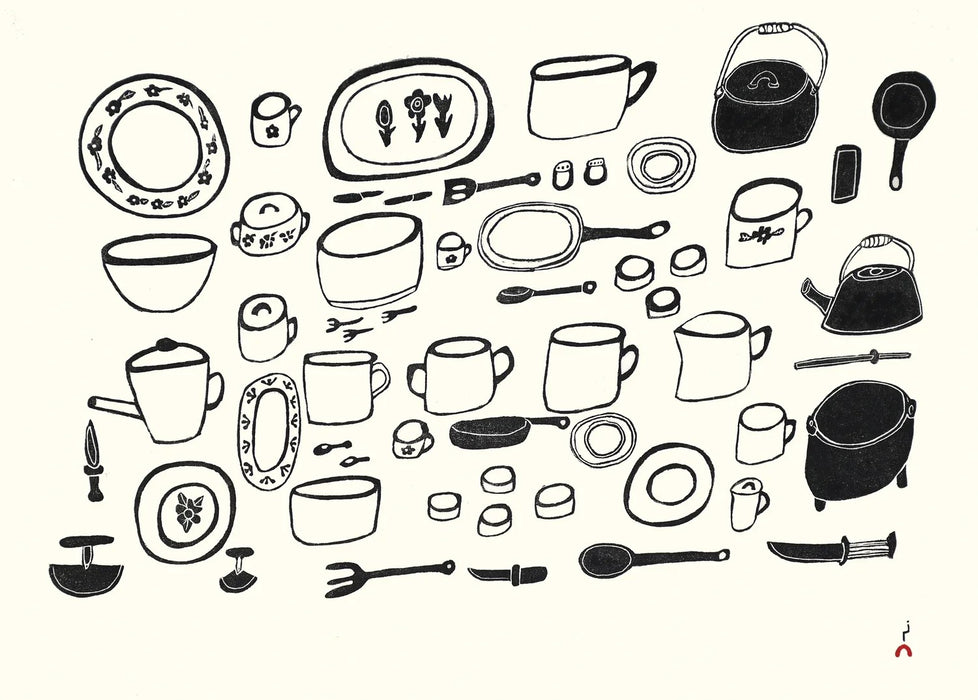 17. Ananaanama Uutsitingi (My Mother’s Kitchen Set) - 2026 CAPE DORSET Annual Print Collection