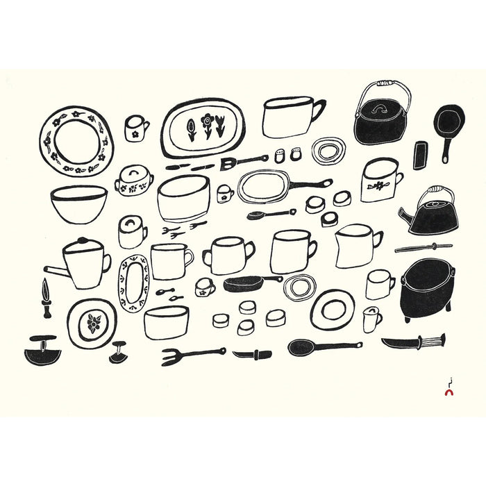 17. Ananaanama Uutsitingi (My Mother’s Kitchen Set) - 2026 CAPE DORSET Annual Print Collection
