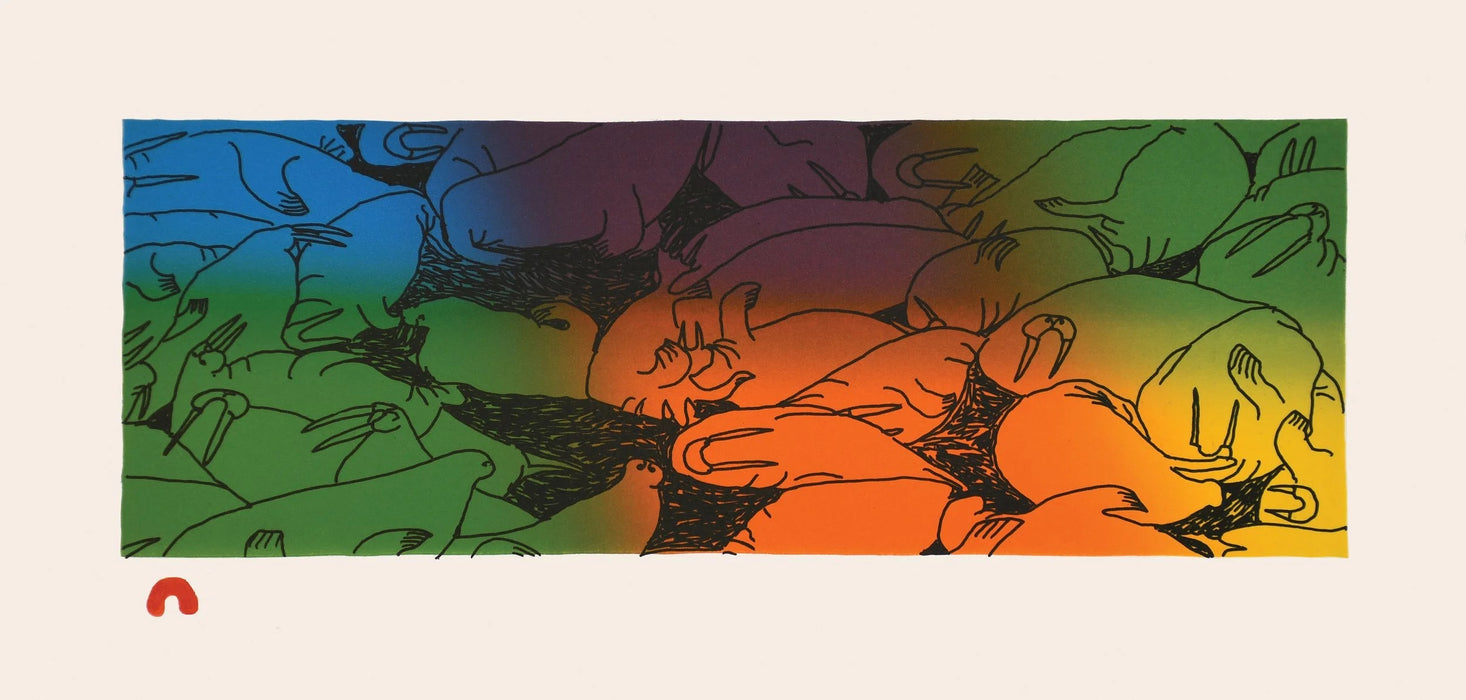 31. Aiviit Tininirmi (Walruses on the Beach) - 2026 CAPE DORSET Annual Print Collection