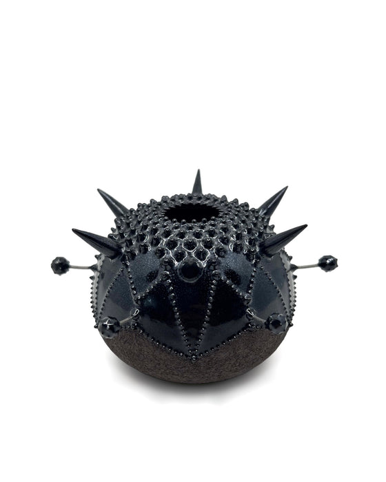 Black Urchin Vessel - Black Glaze