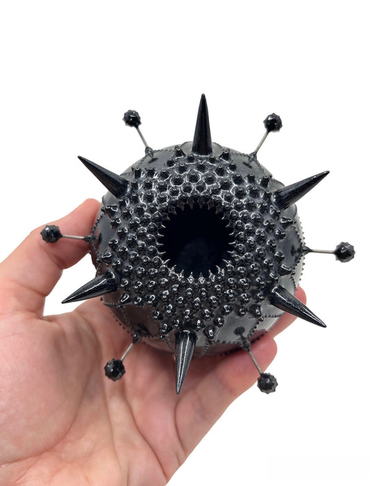 Black Urchin Vessel - Black Glaze