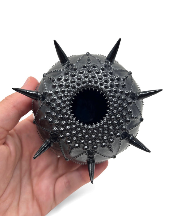 Black Urchin Vessel - Black Glaze