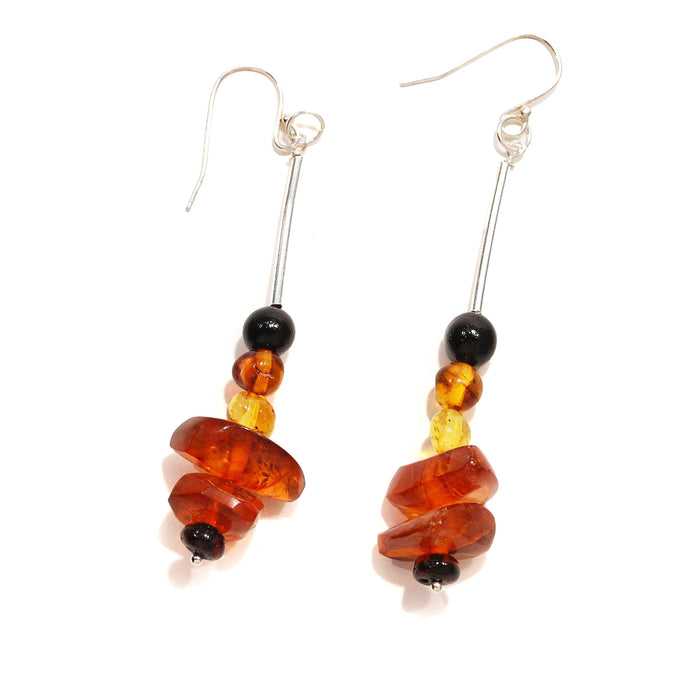Earrings with Amber Beads