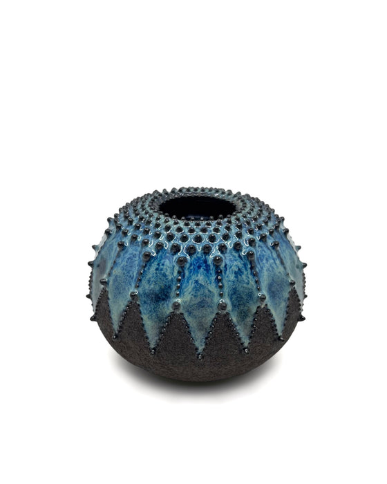 Black Urchin Vessel - Black Dots