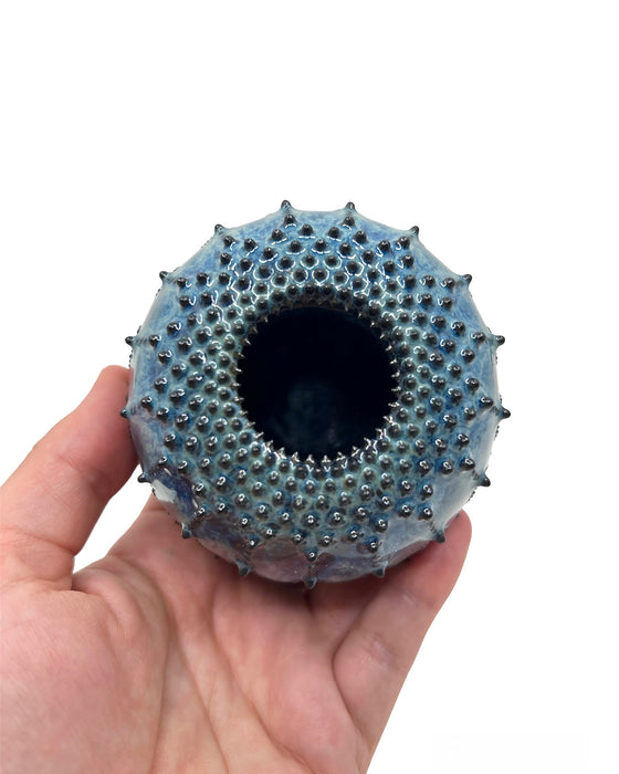 Black Urchin Vessel - Black Dots