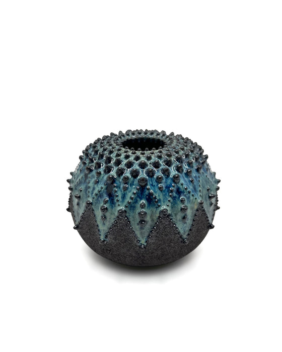 Black Urchin Vessel - Black Dots