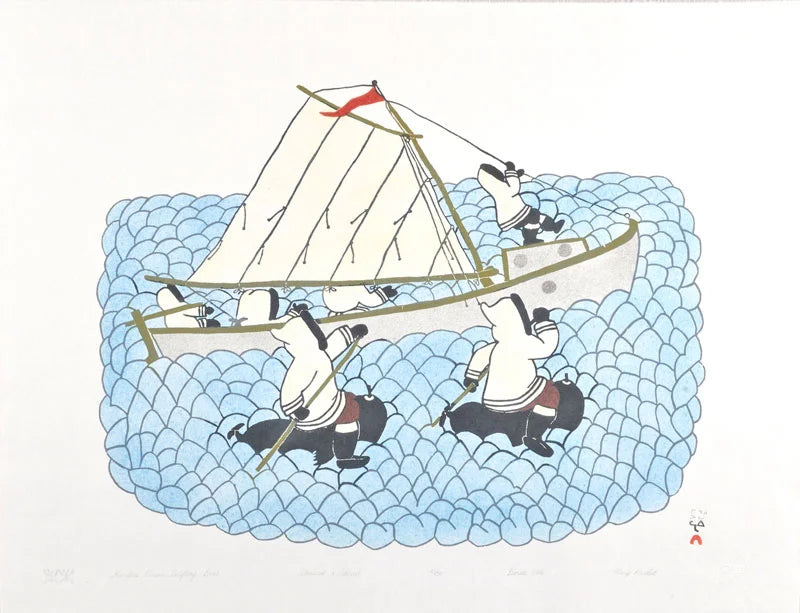 Hunters Pursue Drifting Boat Print