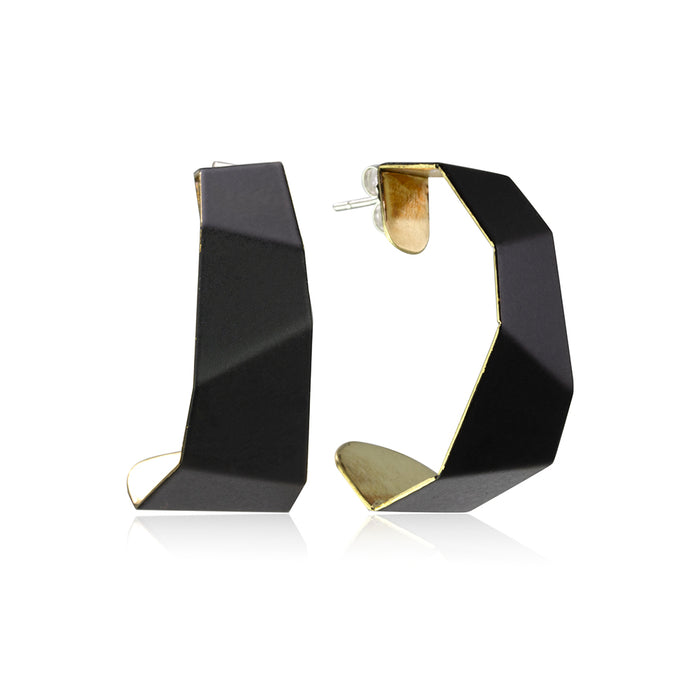 Gilot-Hoop Earrings - Brass/Black