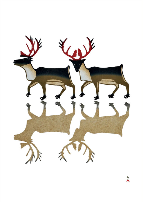 Kananginak Pootoogook, Caribou Reflection, Holiday Cards