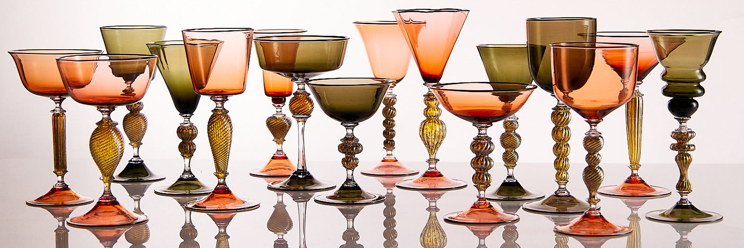 blown glass goblets of various shapes