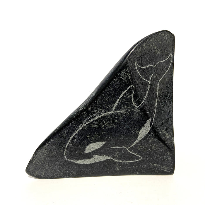 Orcas Etched on Stone