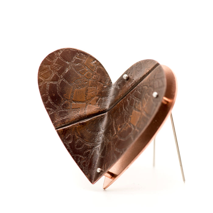 Copper Heart Brooch