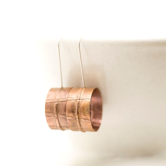 Copper Fold Ring Earrings