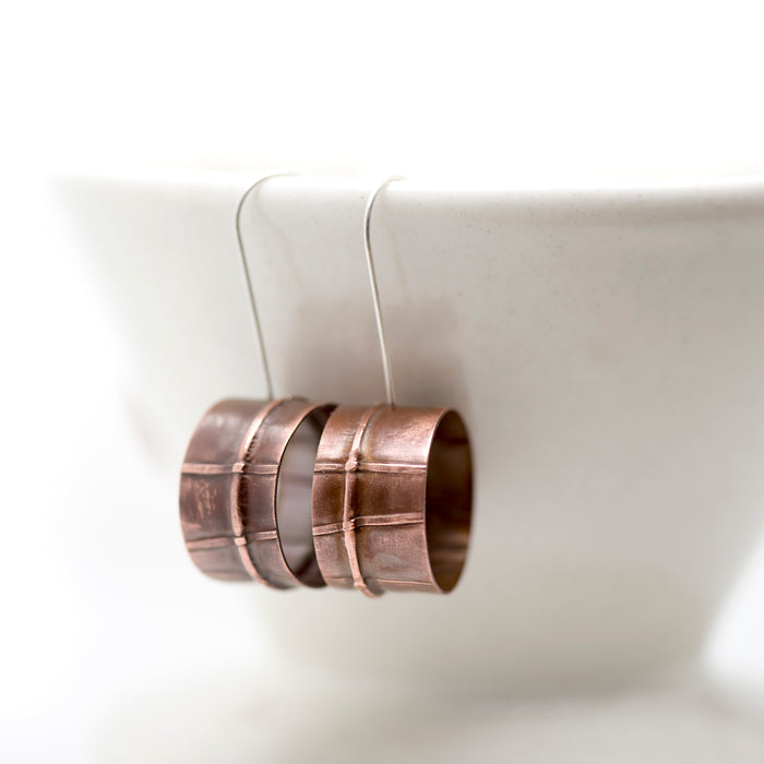 Copper Fold Ring Earrings
