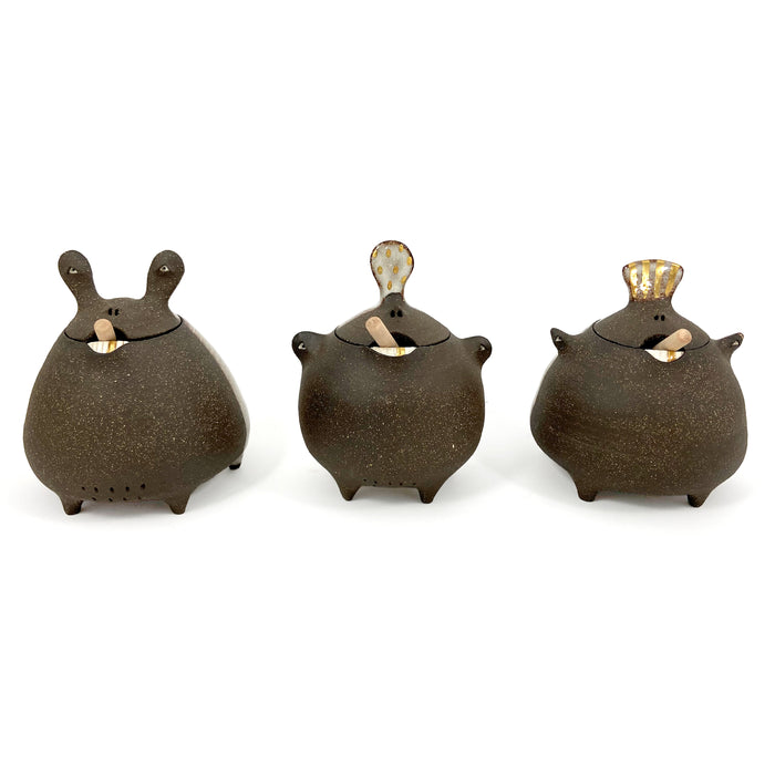 Brown Stoneware Honey Jar