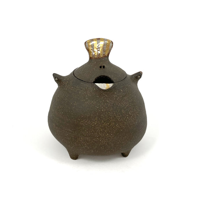 Brown Stoneware Honey Jar