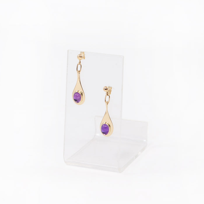 14k Gold Teardrop Amethyst Earrings