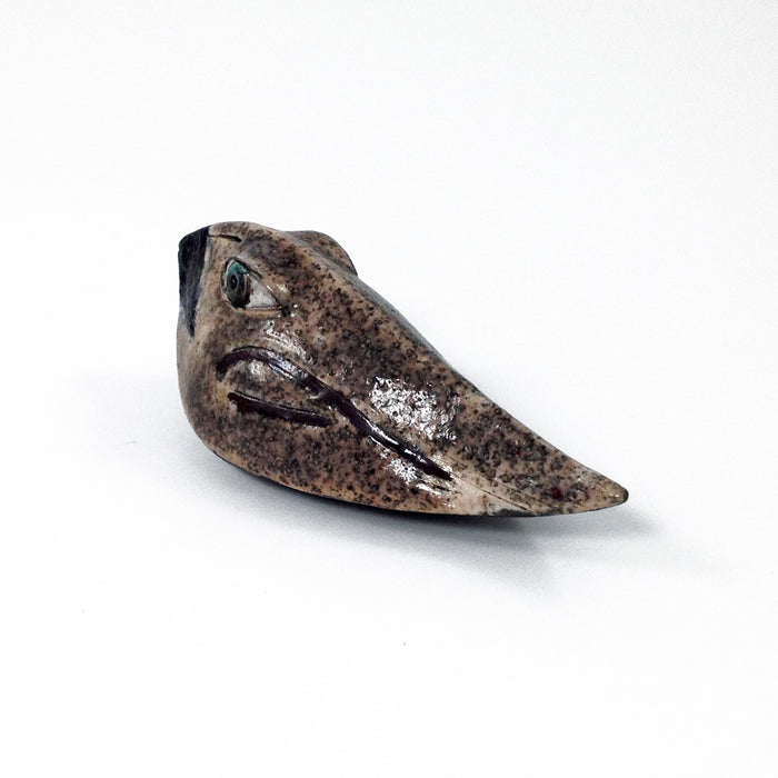 Raku Bird - silvery/copper eye