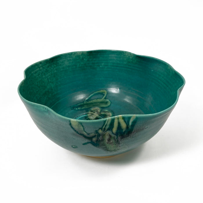 Dark Turquoise Bowl with Scallop Edge