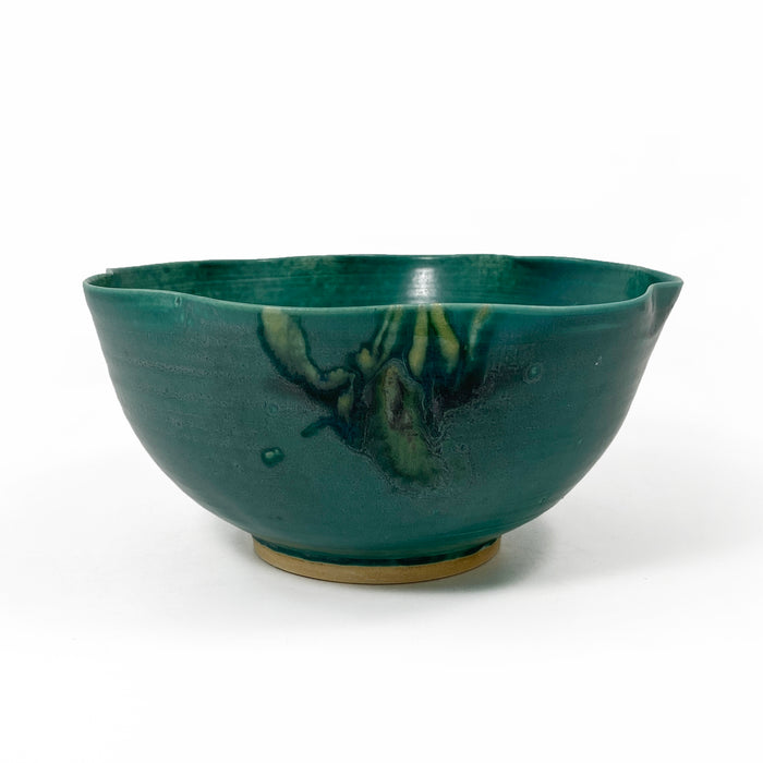 Dark Turquoise Bowl with Scallop Edge