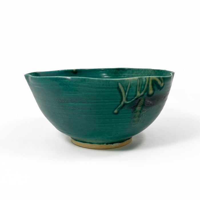 Dark Turquoise Bowl with Scallop Edge