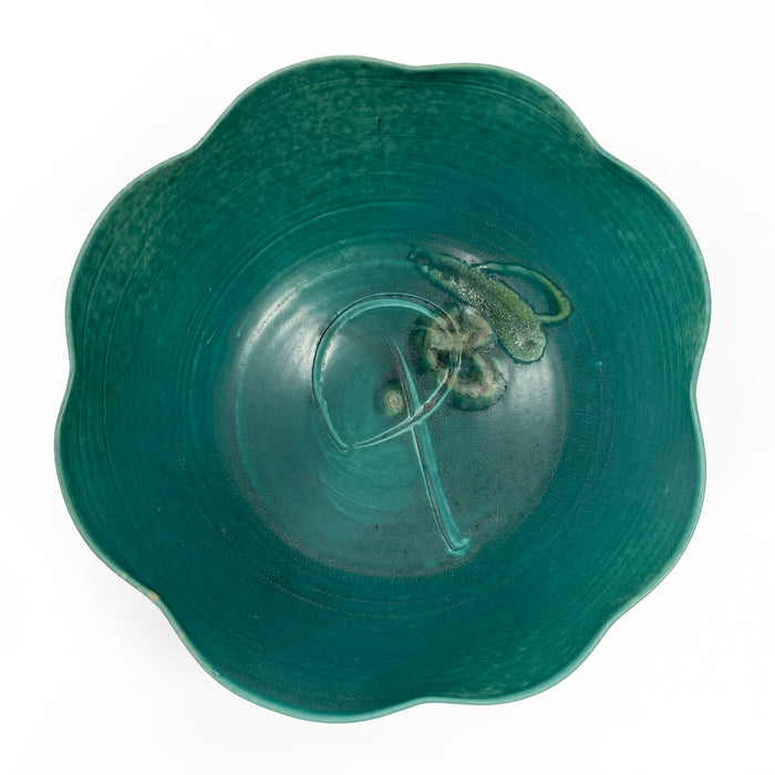 Dark Turquoise Bowl with Scallop Edge