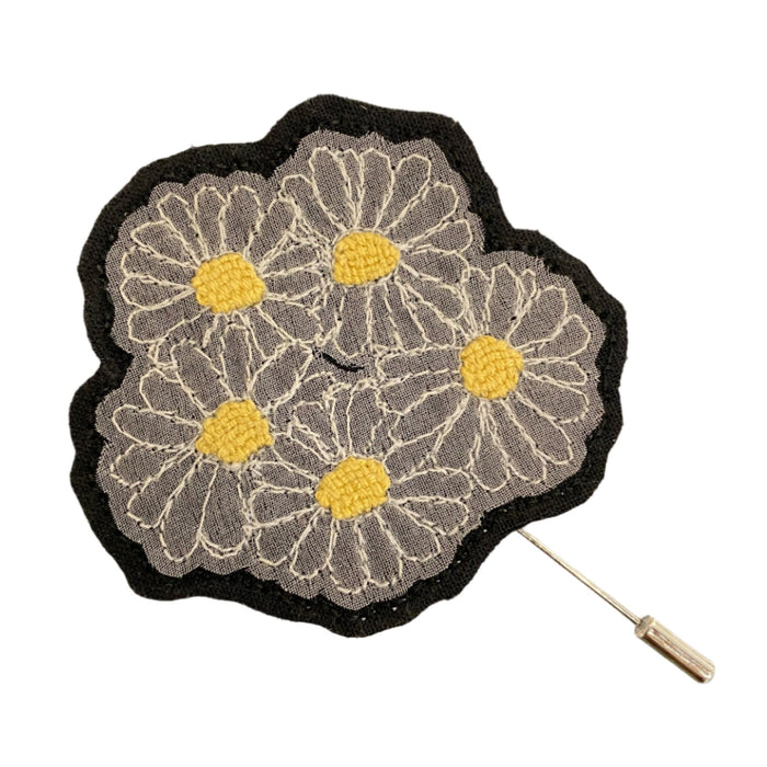 Embroidered Daisies Brooch