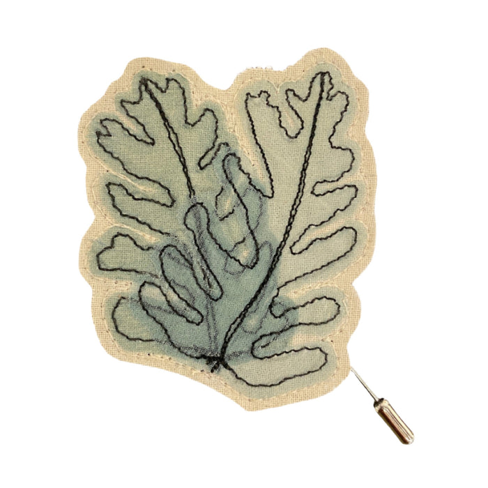 Embroidered Overlapping Leaves Brooch