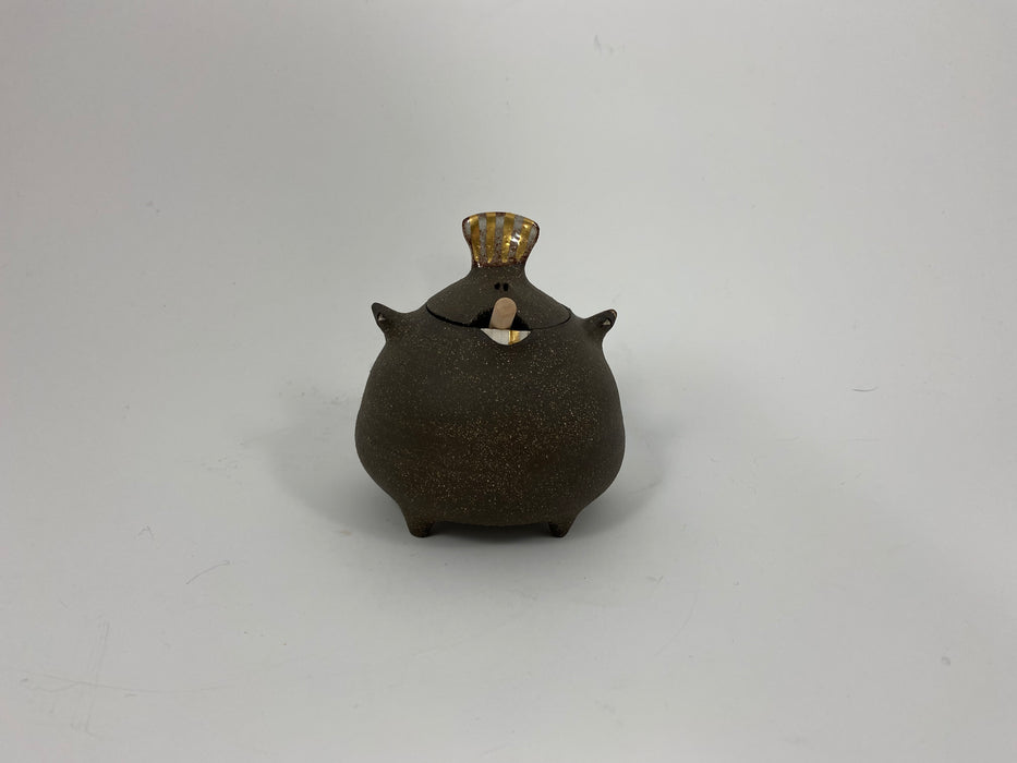 Brown Stoneware Honey Jar