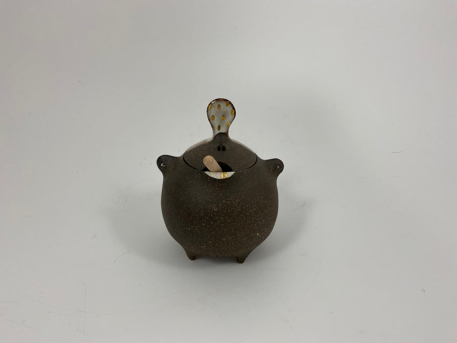 Brown Stoneware Honey Jar
