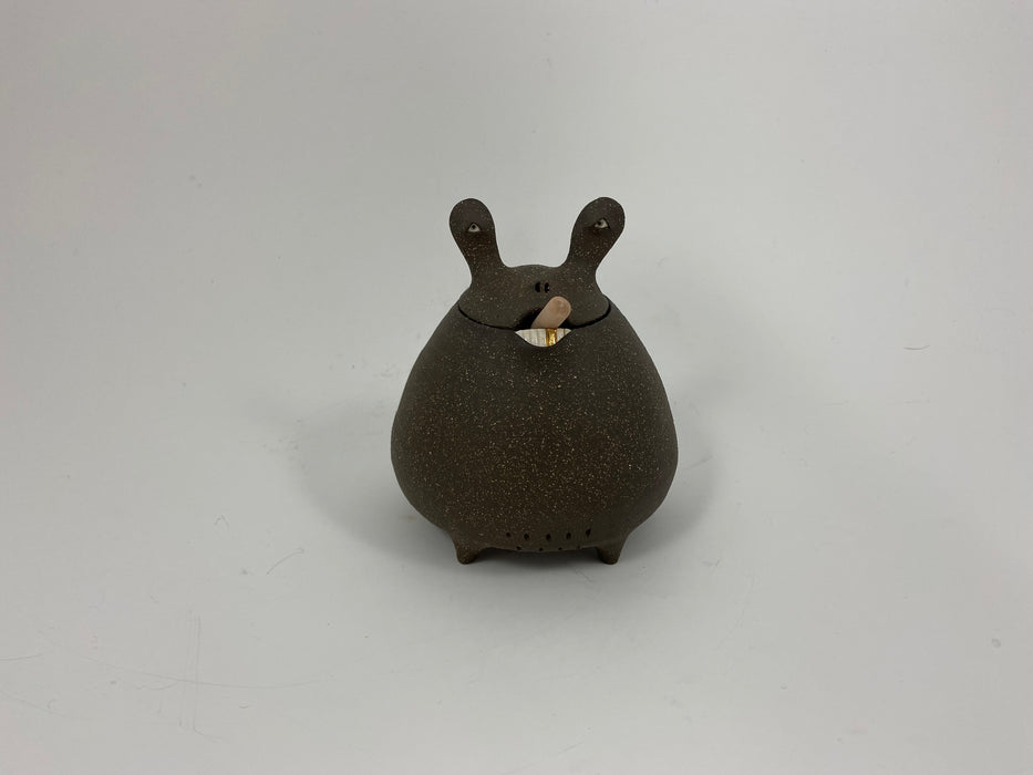 Brown Stoneware Honey Jar