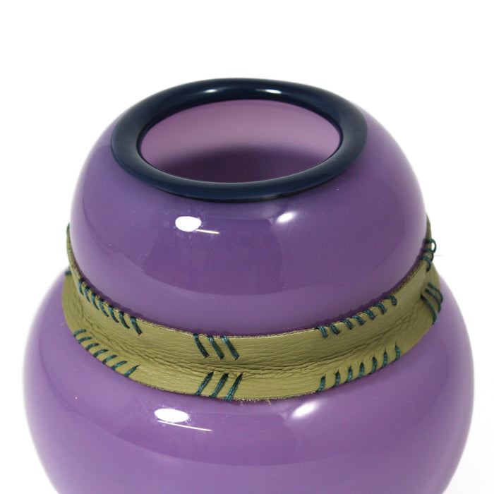 Hourglass Pot with Leather Accents - Purple
