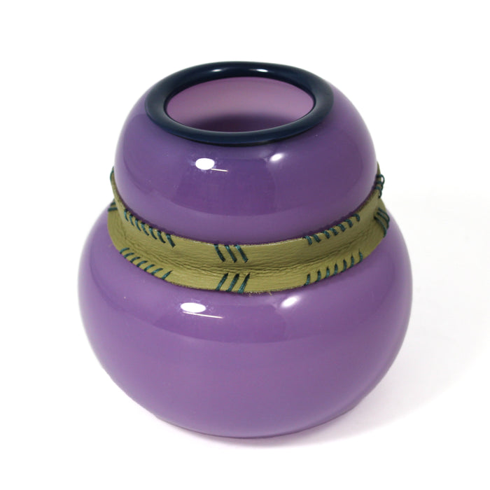 Hourglass Pot with Leather Accents - Purple