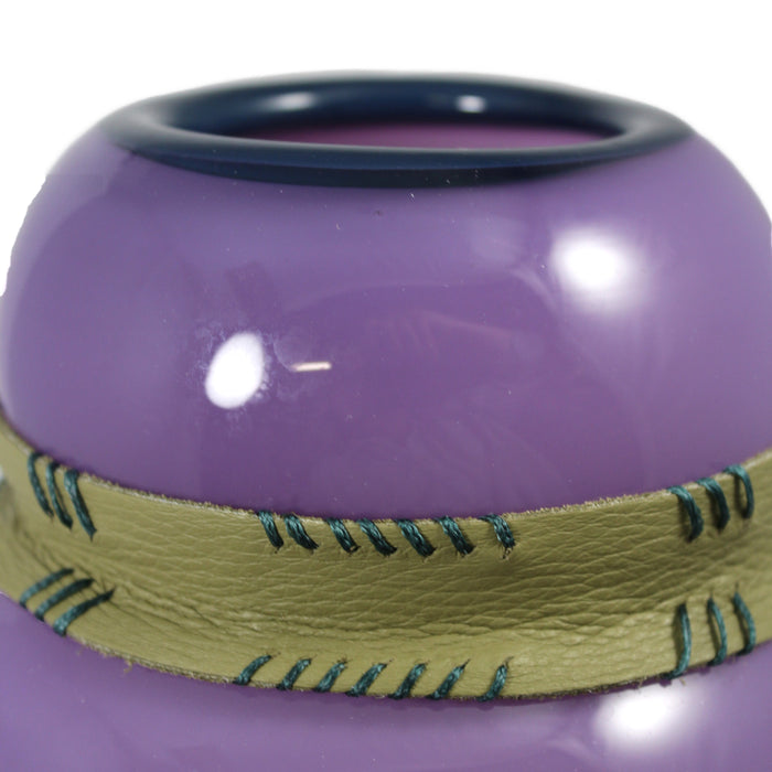 Hourglass Pot with Leather Accents - Purple