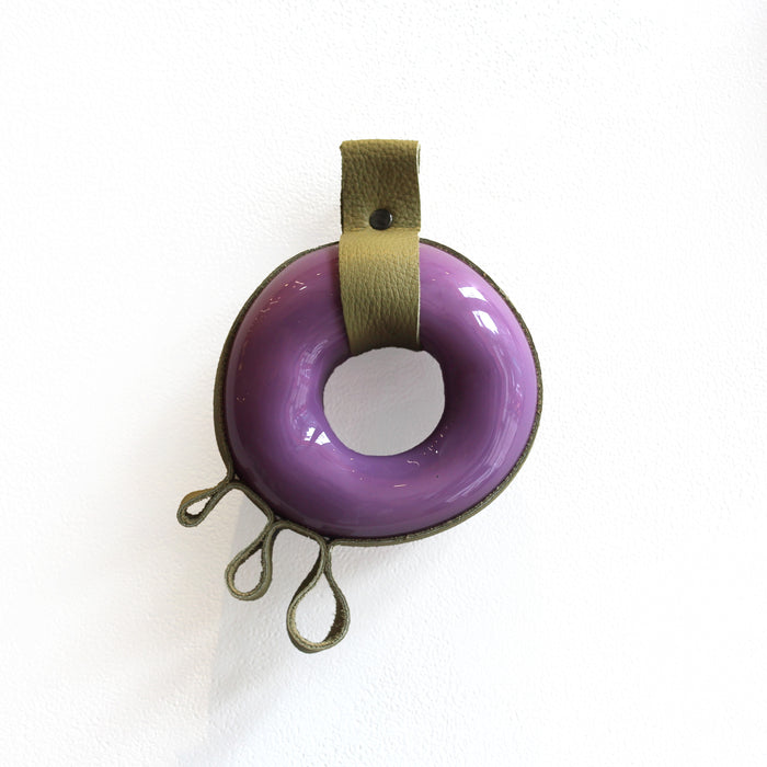 Small Glass & Leather Wall Hanging