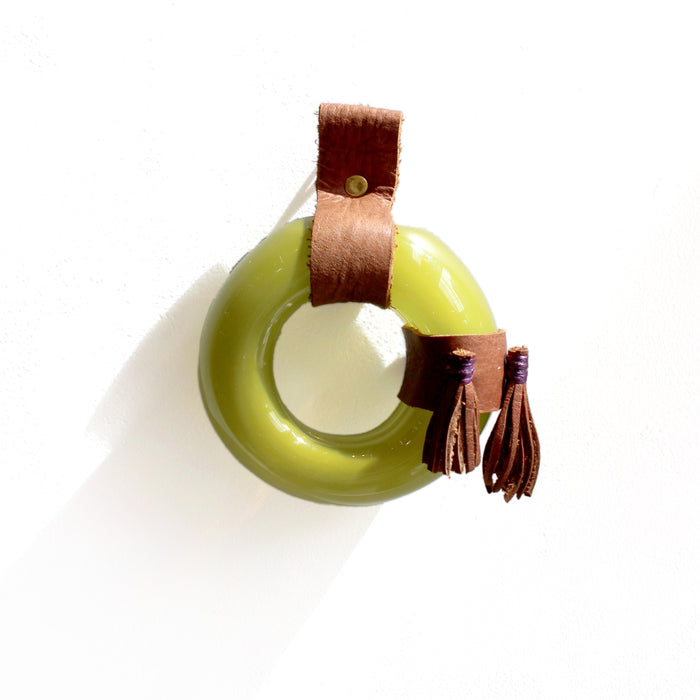 Small Glass & Leather Wall Hanging