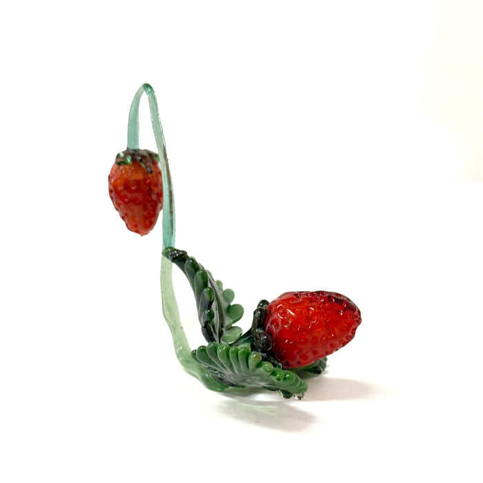 Glass Strawberries Sculpture