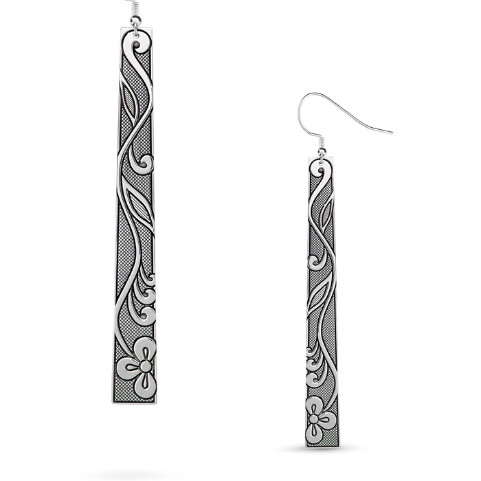 Silver Floral "Beadwork" Dangle Earrings