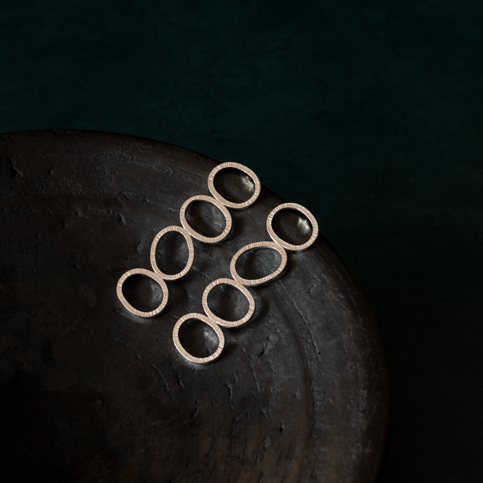 Textured Oval Chain Stud Earrings