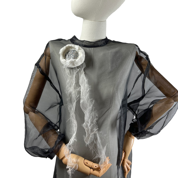 White Lotus Art Brooch