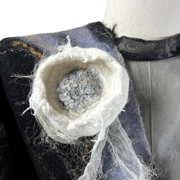 White Lotus Art Brooch