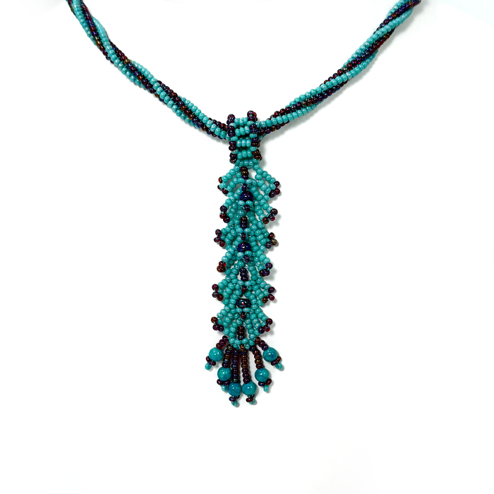 Turquoise and Purple Beaded Necklace