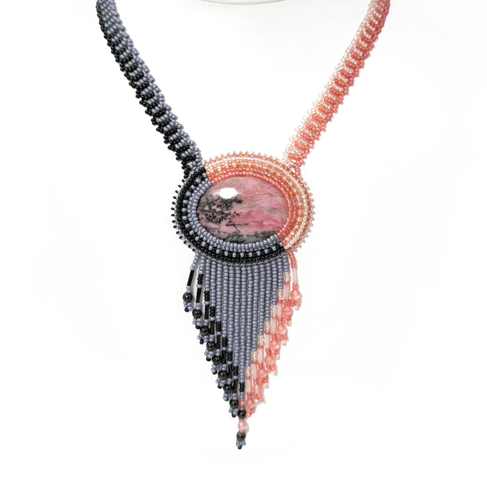 Oval Rhodonite Beaded Necklace