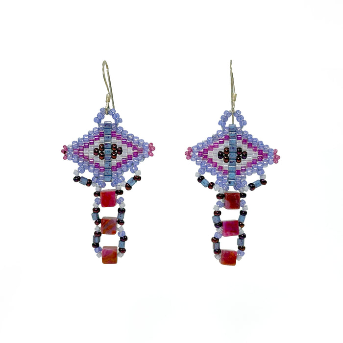Beaded Lateral Diamond Earrings