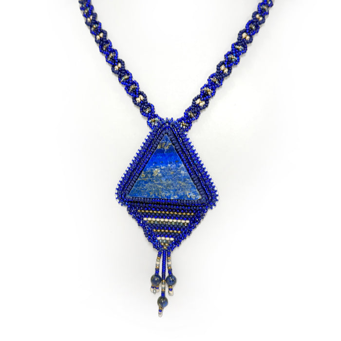 Lapis Triangle Stone Beaded Necklace