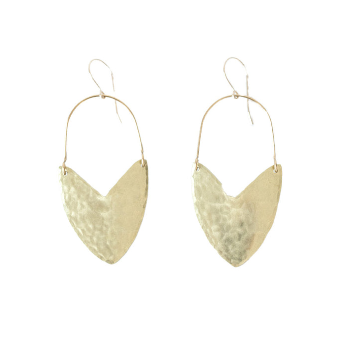 Tulip Shield Brass Earrings