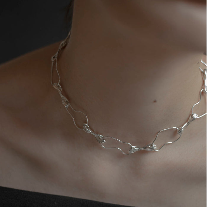 Sterling Silver Twists to Shapes Choker