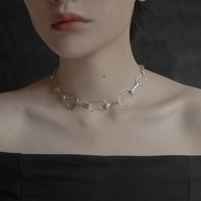 Sterling Silver Twists to Shapes Choker